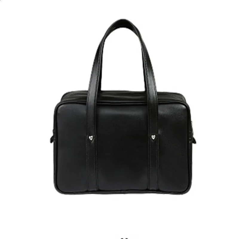 Japanese womens handbag mens large capacity commuting briefcase college student travel shoulder bag PU leather 240828