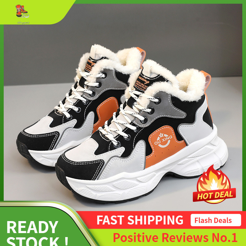 Ddmysports Q Igh Top Winter Plush Dad Shoes New Korean Edition Spliced Student Thick Sole Increase Sports And Leisure OUTDOOR