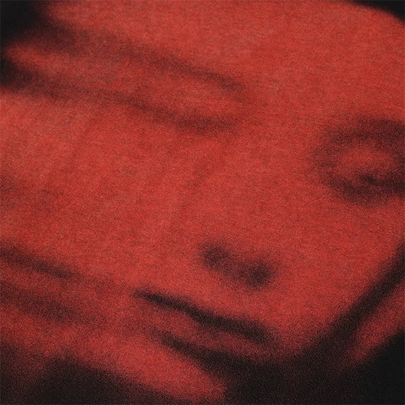 Harajuku 2024 Summer Men Washed Tshirt Black Streetwear Red Face Graphic Clothes Print Short Sleeve Top Cotton Loose Hipster Y2K 240829