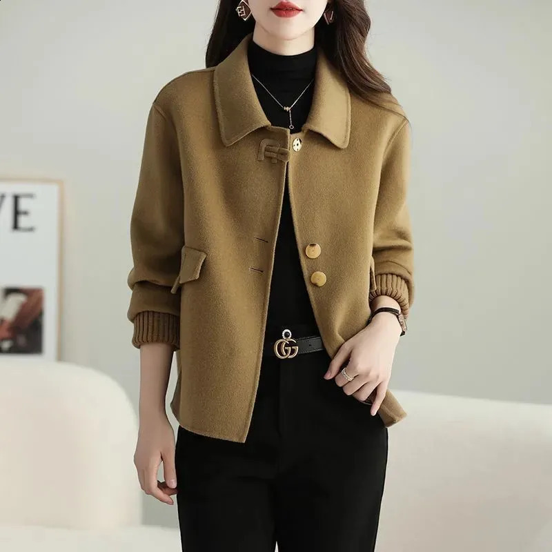 Short fashion n manual double-sided velvet wool jacket for women womens wool jacket for spring and autumn 240828