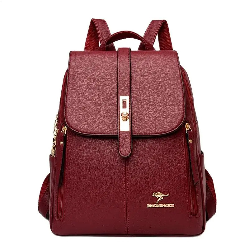 Winter 2024 Women Leather Backpacks Fashion Shoulder Bags Female Backpack Ladies Travel School For Girls 240828