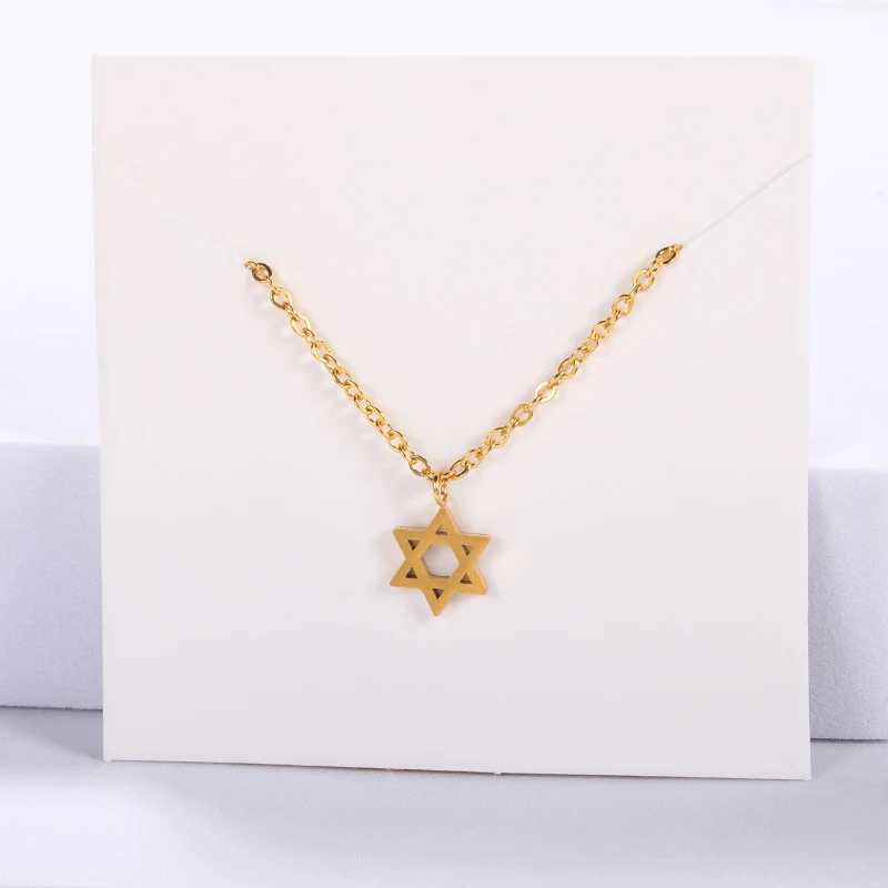 Retro Je Jewelry Star David Pendant Necklace Womens Chain Stainless Steel Israeli Emblem Talisman Solomon Logo W240828
