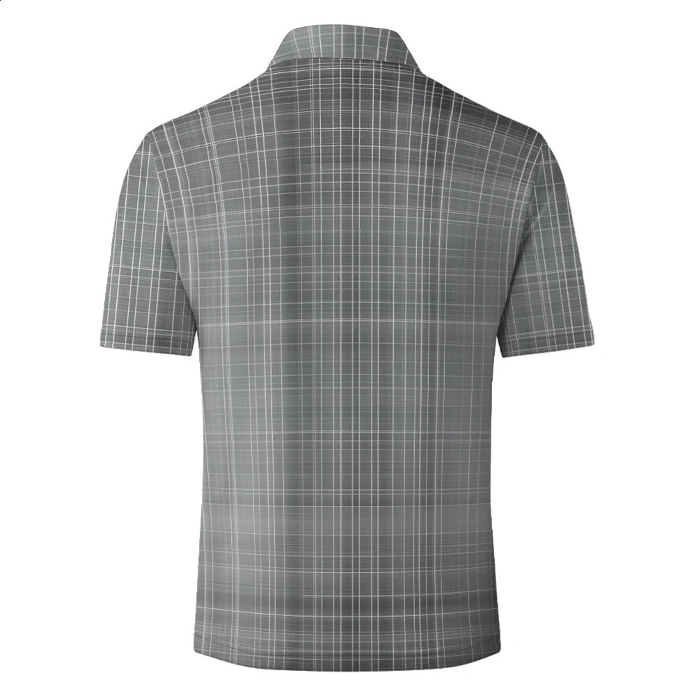 summer lapel golf retro plain polo shirt casual office sports gray short sleeved Tshirt 240828
