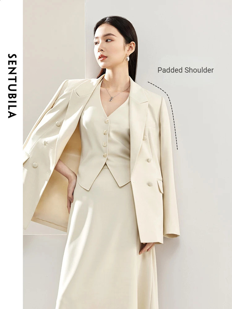 SENTUBILA Piece Sports Jacket Set For Womens Office Wear Autumn Elegant Waist Maxi Suit Z