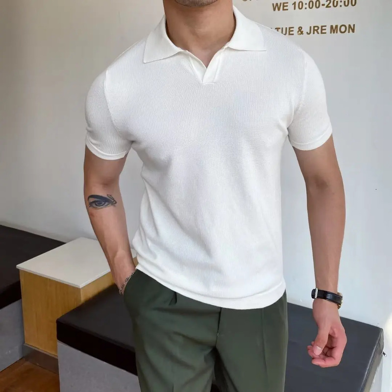 Japanese Youth Fashion Summer Standard Short Sleeve Trendy Edition Simple Polo Shirt Mens Wear 240829