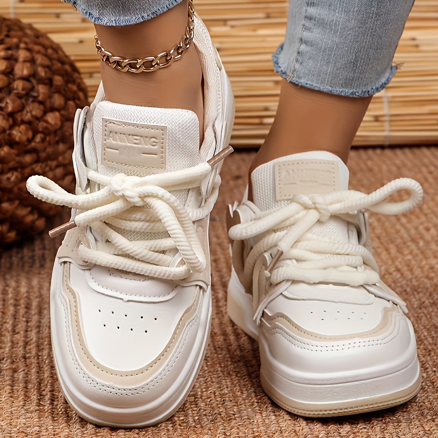 Trendy Women's Color Block Sneakers with Non-Slip Soles and Height-Increasing Thick Soles