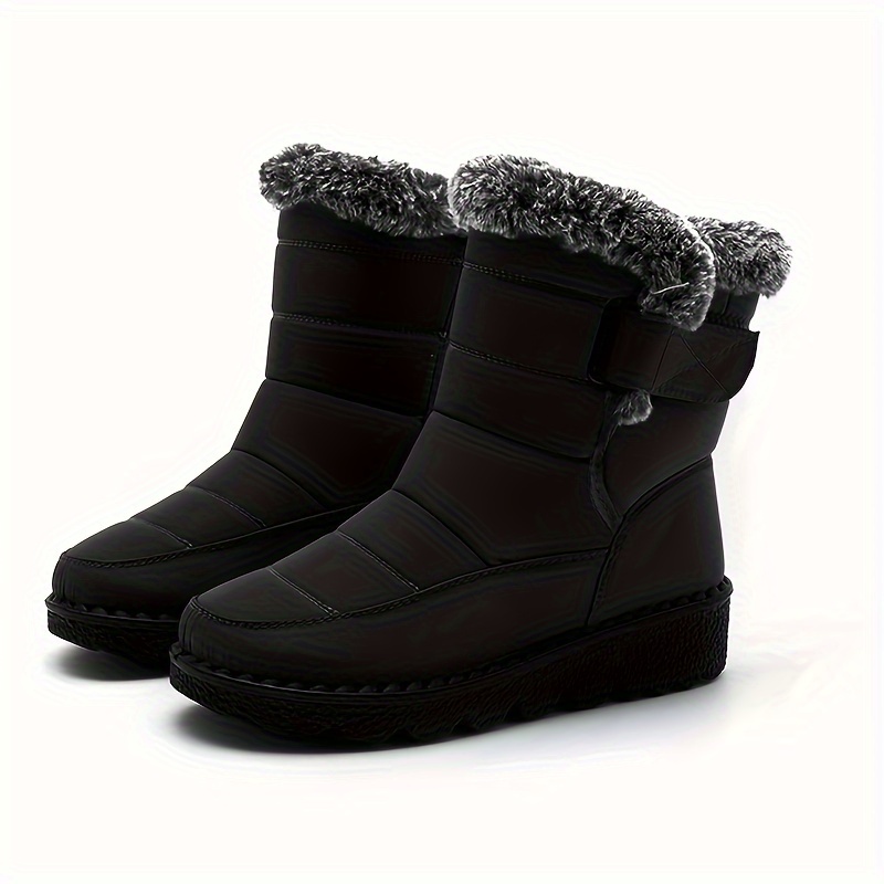 Womens Solid Color Luxe Plush Snow Boots - Stylish Casual, Ultra-Comfortable, Insulated Winter Ankle Boots with Durable Platform Sole