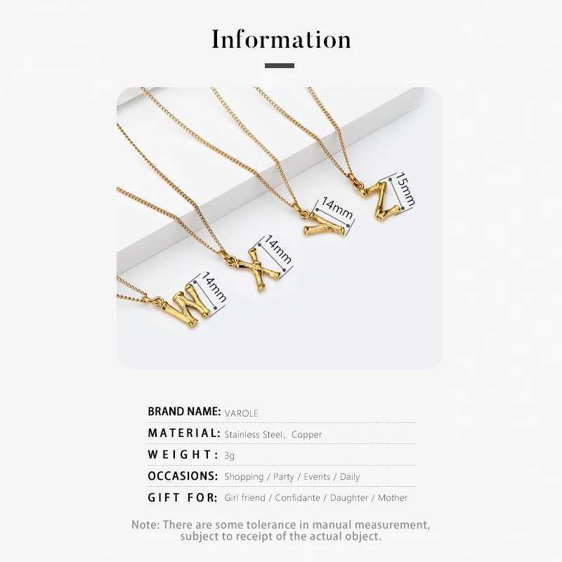 Varole Cute 3D Initial Letter Pendant Necklace PVD 18K Gold Plated Letter Charm Necklace W240828
