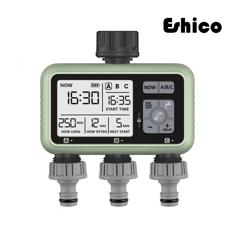 Eshico est 3-Outlet Water Timer Independent Control Program Digital Garden Sprinkler 240827CJ
