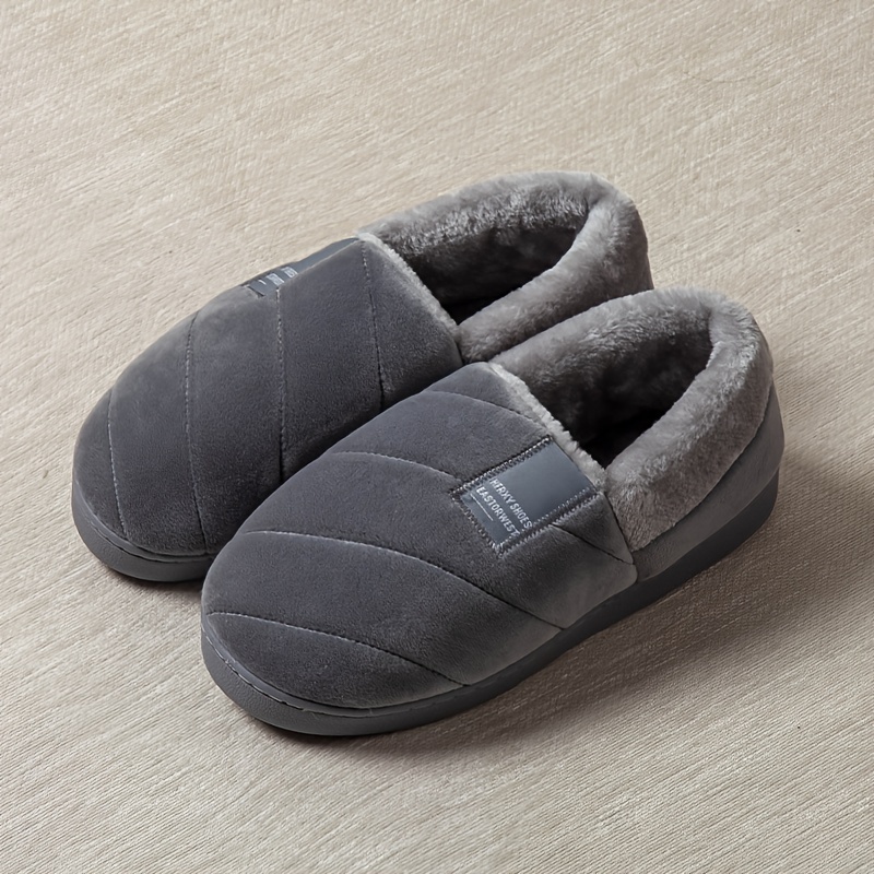 Men's Winter-Ready Slip-On Slippers - Cozy Plush Footwear with Non-Slip Grip, Casual Round Toe Home Shoes slipper