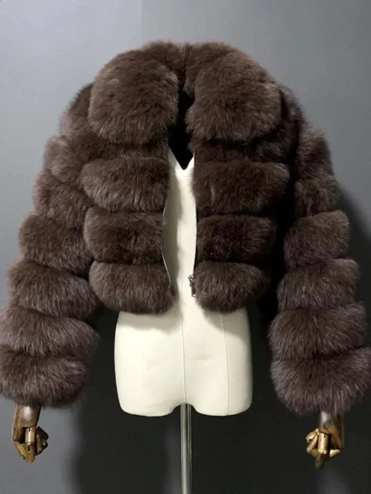 Casual white black fluffy winter faux fur coat womens short jacket long sleeved cut 240828