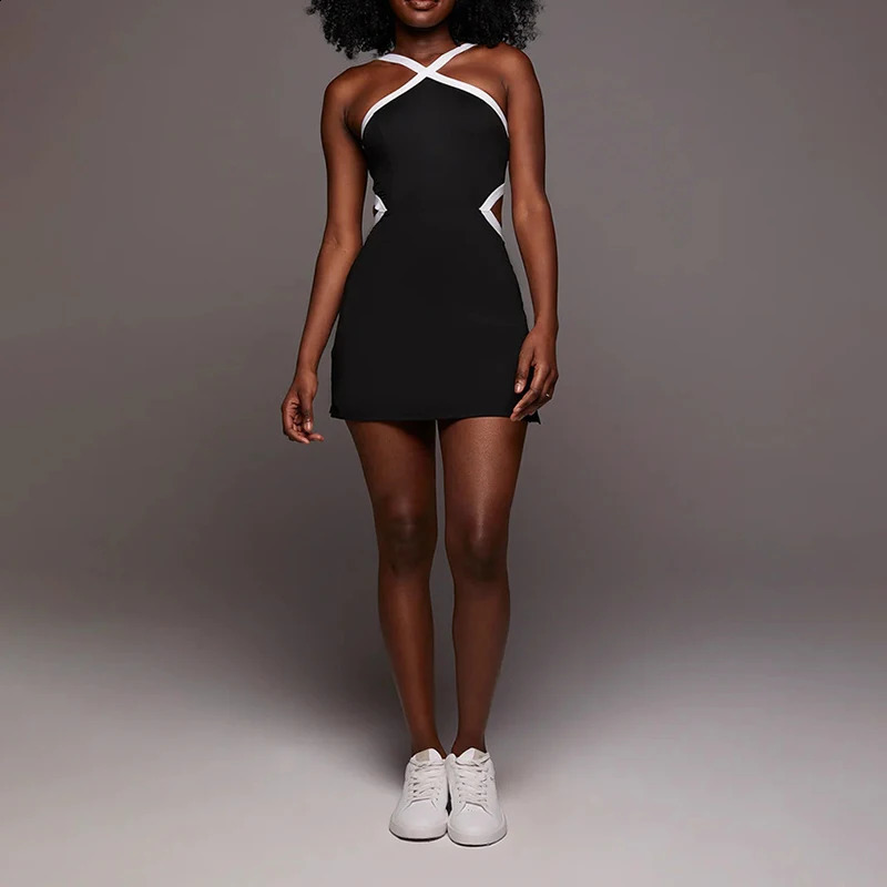 Sean Tsing Sport Tennis Dresses with Bra and Shorts Women Adjustable Strap Hollow Dress for Athletic Golf Badminton Pickleball 240828CJ