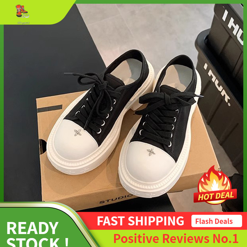 Ddmysports Grape Mom S Same Style Casual Big Round Toe Cross Flower Thick Sole Height Increasing White Shoes Canvas OUTDOOR