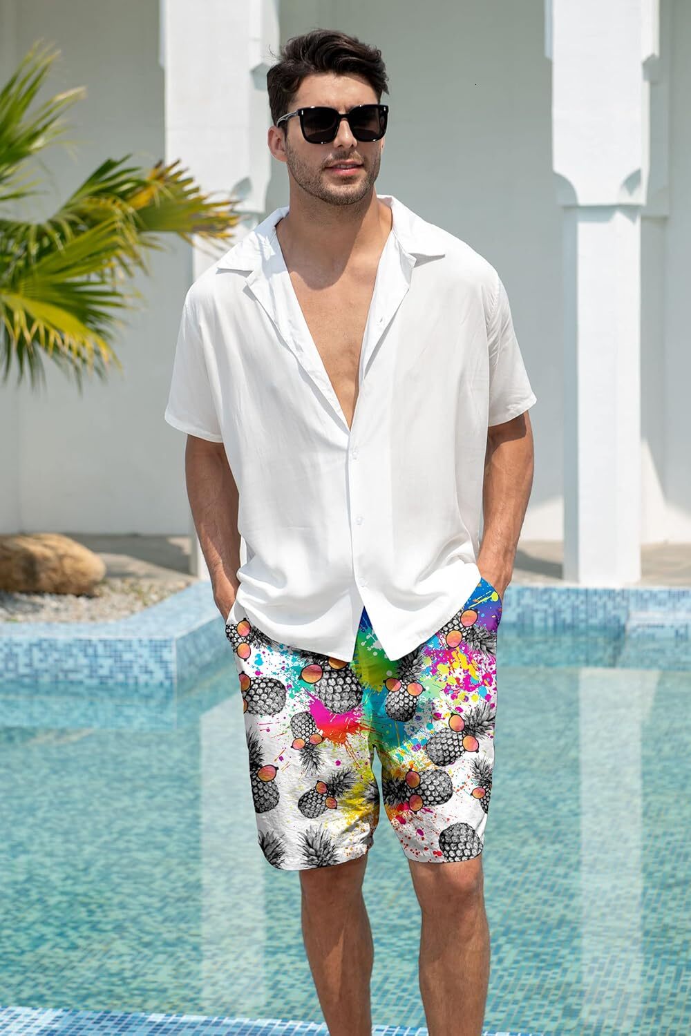 Mens Shorts 3D Printing Pattern Novelty Swimtrunks Quick Dry Beach Pants For Men Lining Board With Pockets