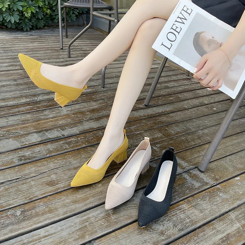 Womens large high heels 2024 high heels knitted breathable rubber non slip sole spring/summer latex shoes 240827