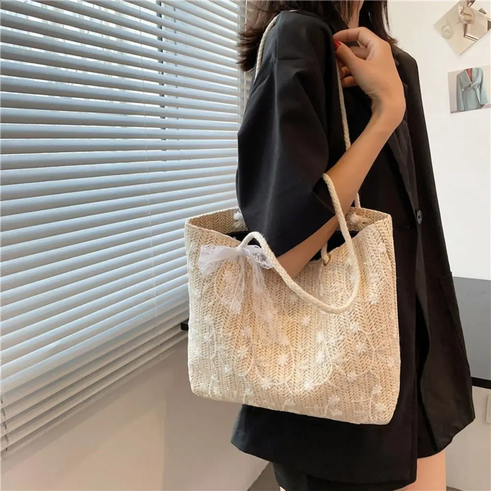 Fashion Woven Handbags For Women AllMatch Womens Bag 2024 Portable Bucket Handbag Summer Picnic Bags 240828Z