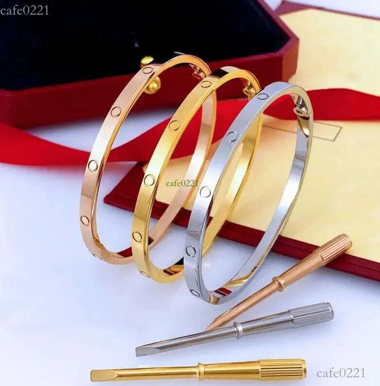 Designer Bracelet Screw Bracelet Women Men Cuff Gold Bangle 4mm Gold Plating Titanium Steel Narrow Bracelet Gold Sier Rose Fashion Bracelet Jewelry