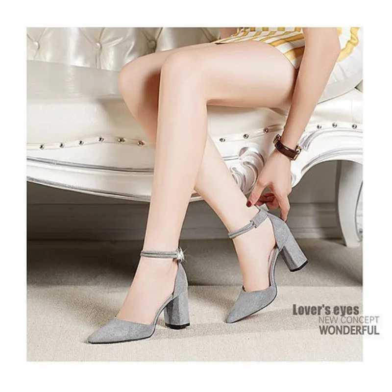 High Quality New womens buckle high toe and thick sole toe sandals for ladies pump dresses for ladies party shoes wedge shoes T241024