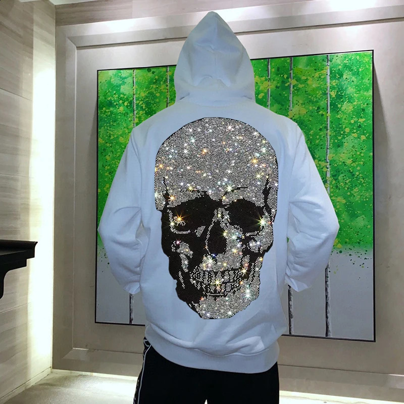 Basketball Mens Hoodie Trend Autumn Winter Sports Fitness Leisure Loose Skull Pullover Jacket Fleece 240829