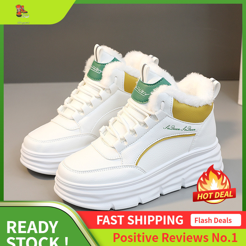 Ddmysports W Velvet For Winter New Inner Elevated Warm Women S Small White Thick Sole Cotton Board Shoes OUTDOOR