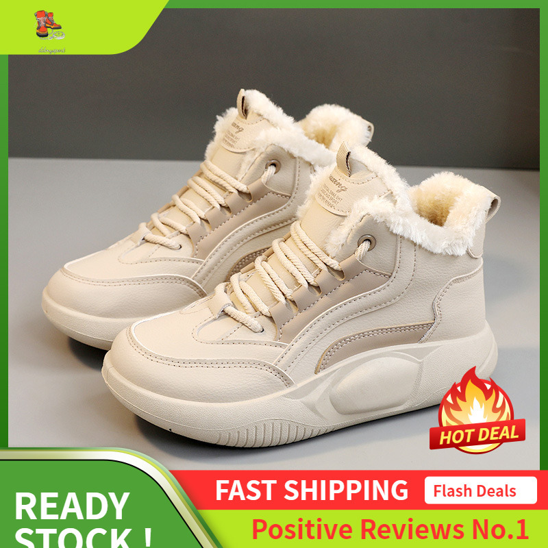 Ddmysports Q Winter New Instagram Korean Igh Top Plush Casual Female Students Increase Eight And Keep Warm Cotton Shoes Sports OUTDOOR