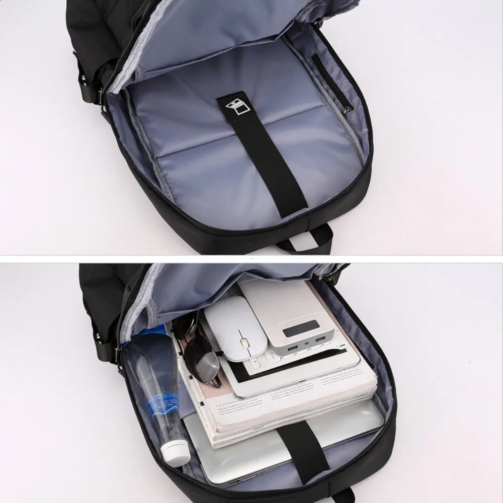 Men School Backpack Waterproof Nylon Backpacks USB Charging Laptop Backbags Large Capacity Rucksack for Books Outdoor Travel y240829