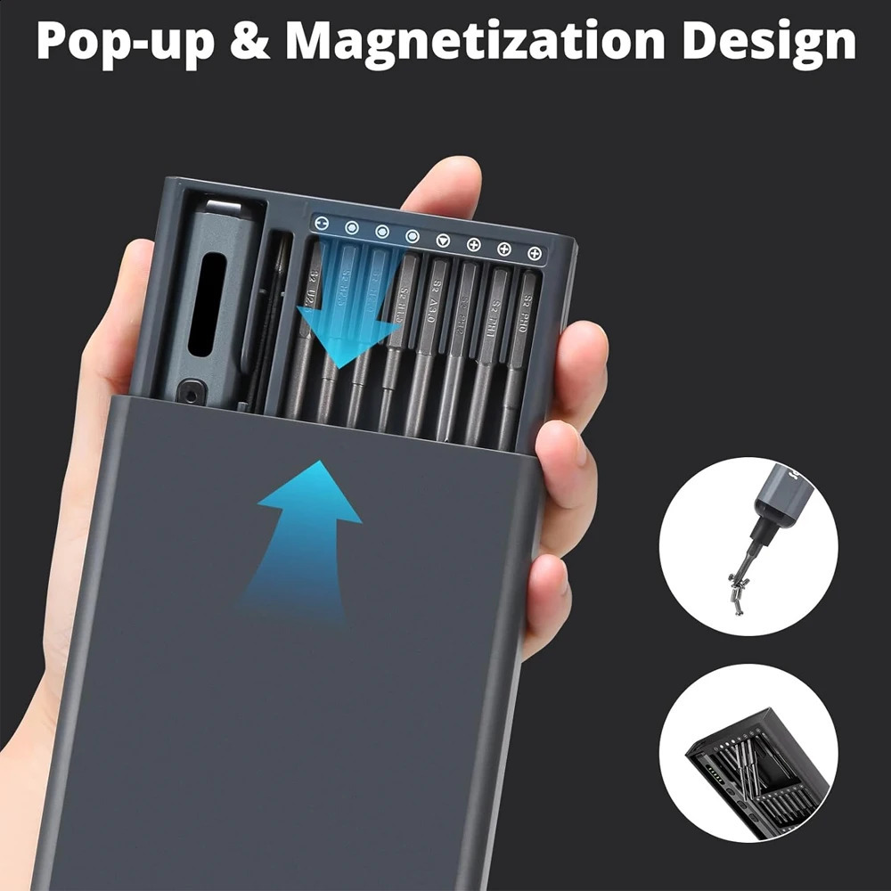 68in1 Precision Electric Screwdriver Kit Mini Power Repair Tool 5 Torque Setting 64 bit Magnetic S2 Bit Suitable for iPhone Watch PC 240828