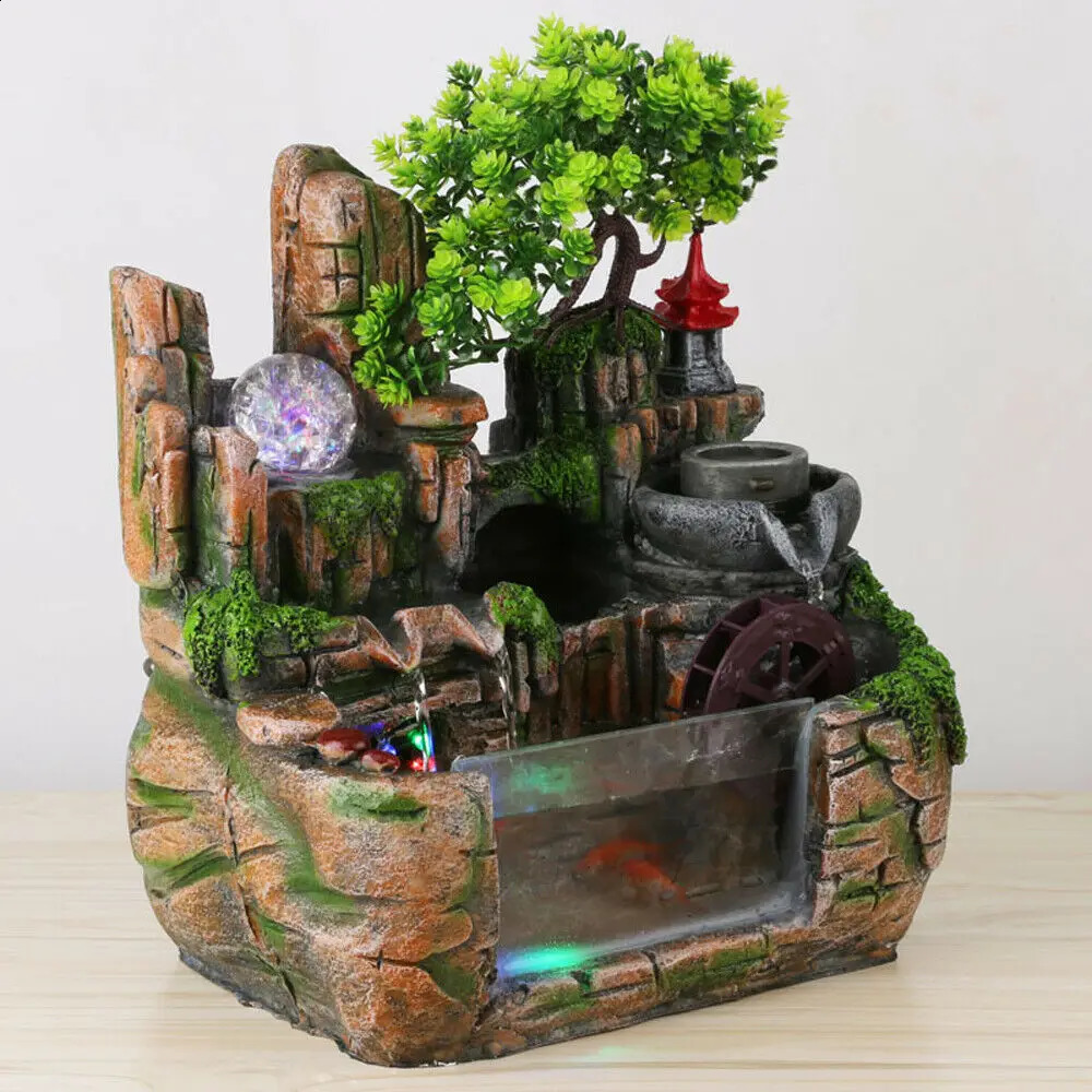 Desktop Fountain Waterfall Resin Fountain Decoration Home Office Decoration 240828