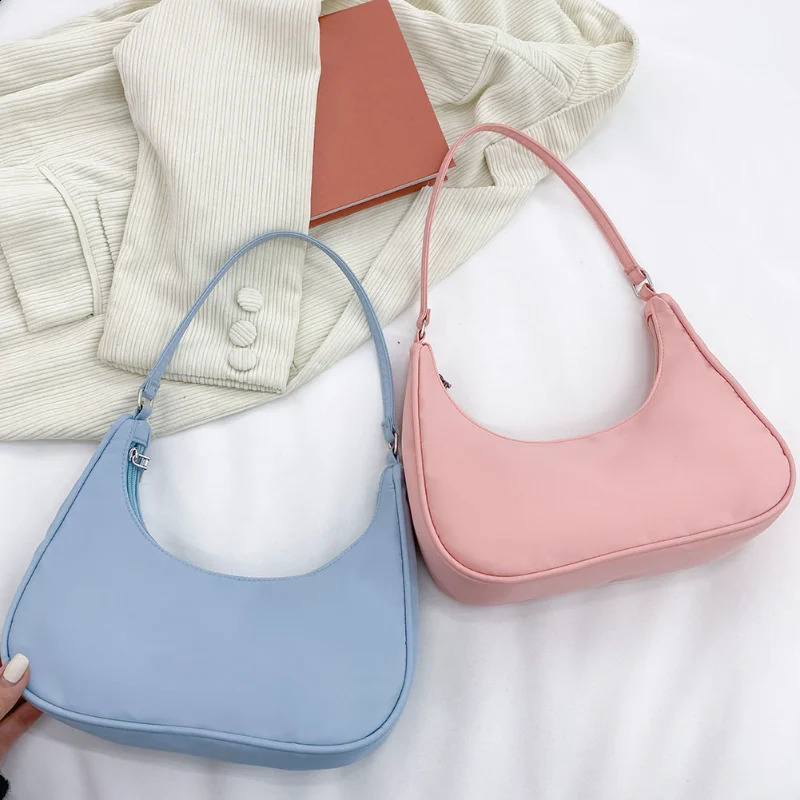 Fashion Simplicity Solid Color Shoulder Bag Women Underarm Ladies Tophandle Clutches Black Beige White Pink Handbag Pouch 240828
