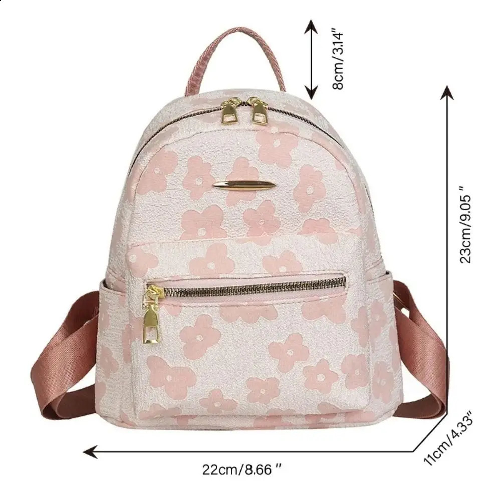 PU Leather Shoulder Mini Womens Backpack Multi functional Womens Phone Bag Flower Printed Womens School Backpack 240829