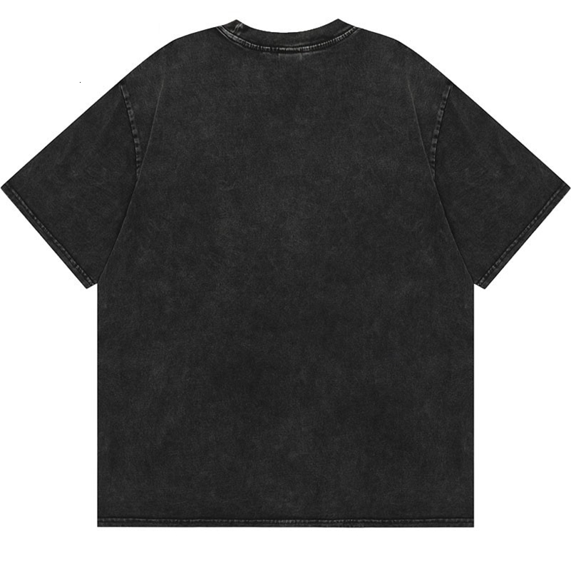 Harajuku 2024 Summer Men Washed Tshirt Black Streetwear Red Face Graphic Clothes Print Short Sleeve Top Cotton Loose Hipster Y2K 240829
