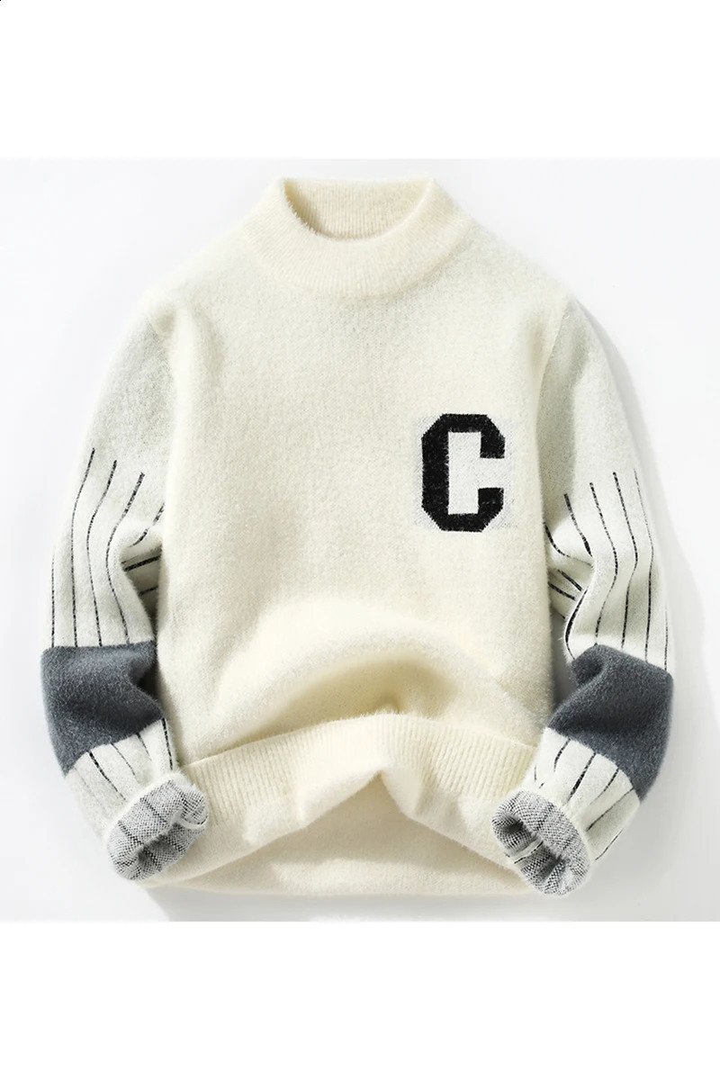 Mens Sweater Winter Arrival Thick Warm Sweater Mens Letter Pattern Sweater Mens Wool Zipper Size M-3XL MY82 240829