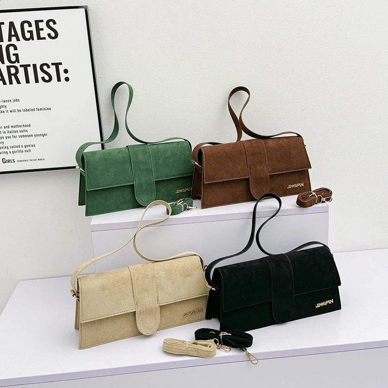 Winter Vintage Casual Womens Shoulder Bag Middle Handbags Soft Faux Suede Ladies Crossbody Bag Trending Female tote bol 240829