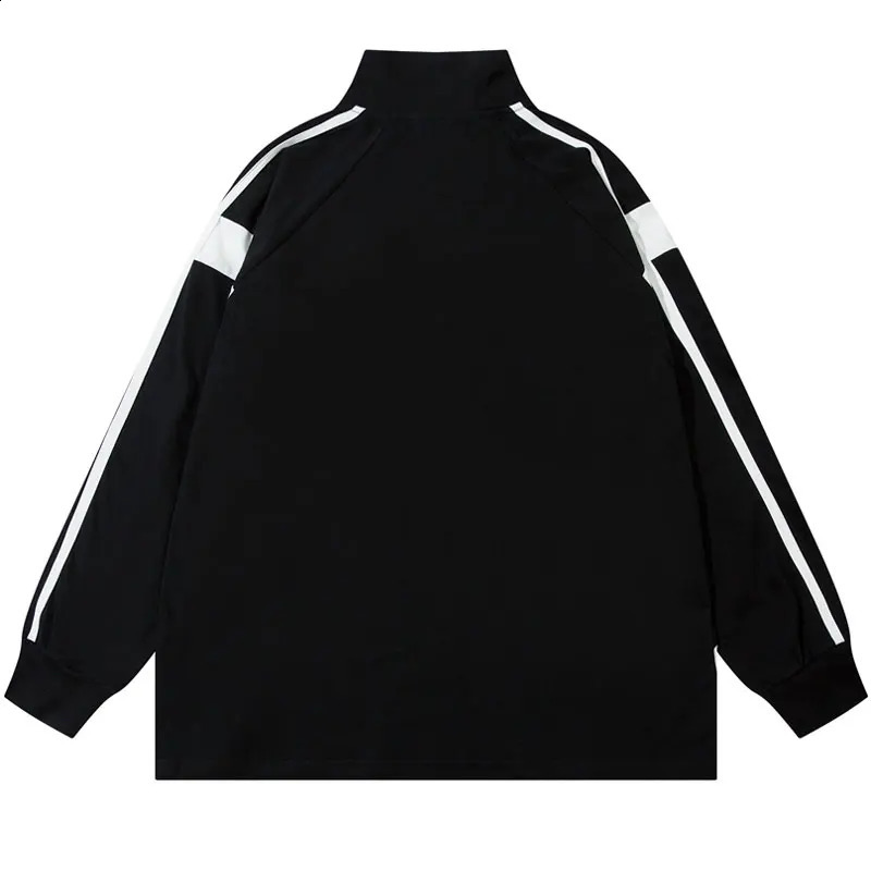 Retro polo shirt Y2K graphic printed racing Tshirt streetwear hiphop half zipper oversized Harajuku cotton loose top 240828