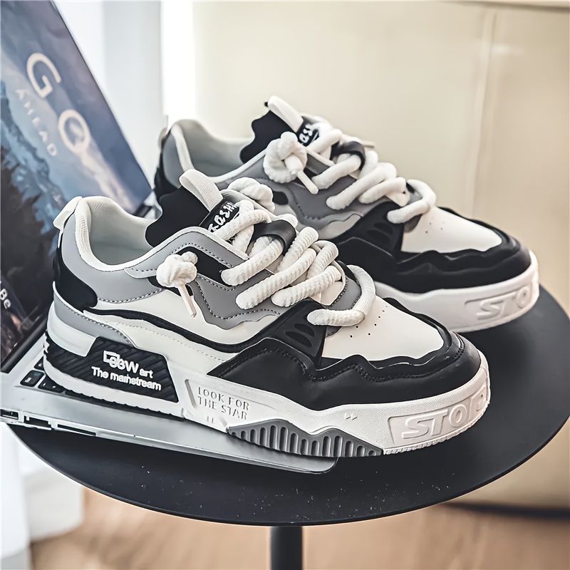 Men's Trendy Street Style Platform Skateboard Shoes, Comfy Non Slip Durable Casual Lace Up Sneakers For Men's Outdoor Activities