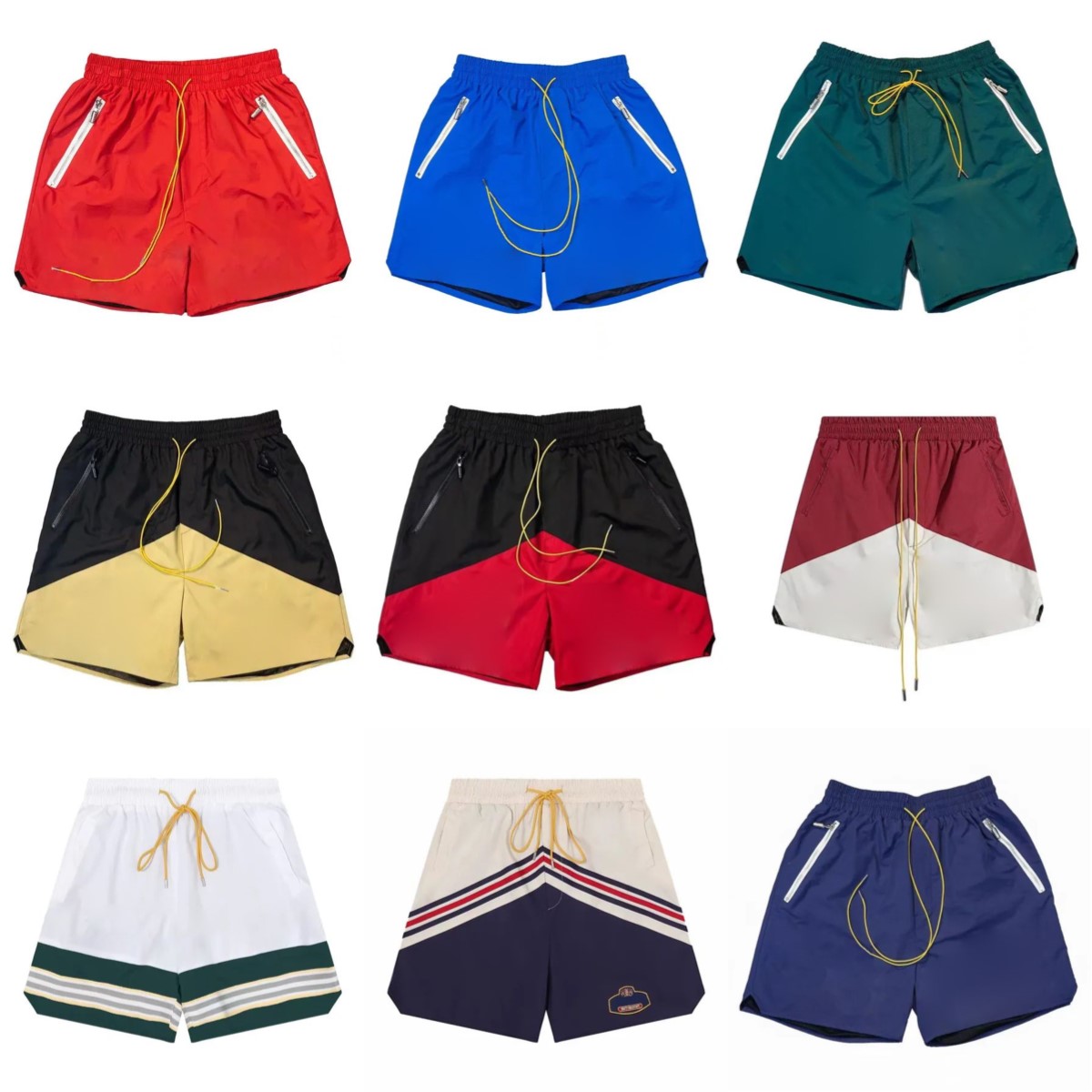 Summer Mens Shorts Fashion Casual Leathier Knee Length Loose Skateboard Hip Hop Swim pants Beach Pocket quality zipper Short Asian size S-XL