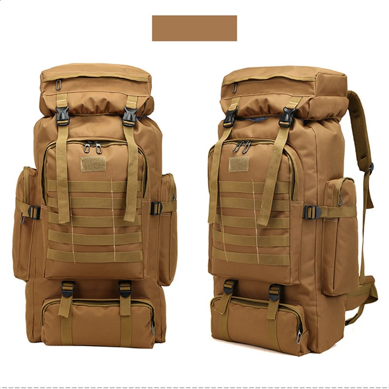 80L Waterproof Camouflage Tactical Backpack Large Capacity Mens Backpack Camping Backpack Outdoor Mountaineering Bag 240829