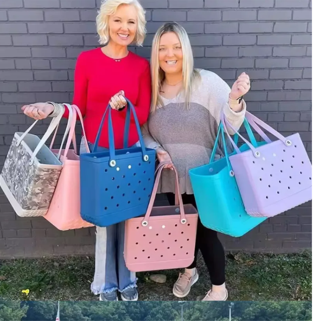 DHL XXL Women Designer Eva Bags Summer Hole Tote Bag Large Shopping Fashion Plastic Basket Lady Storage Washable Beach Silicone Bog Eco