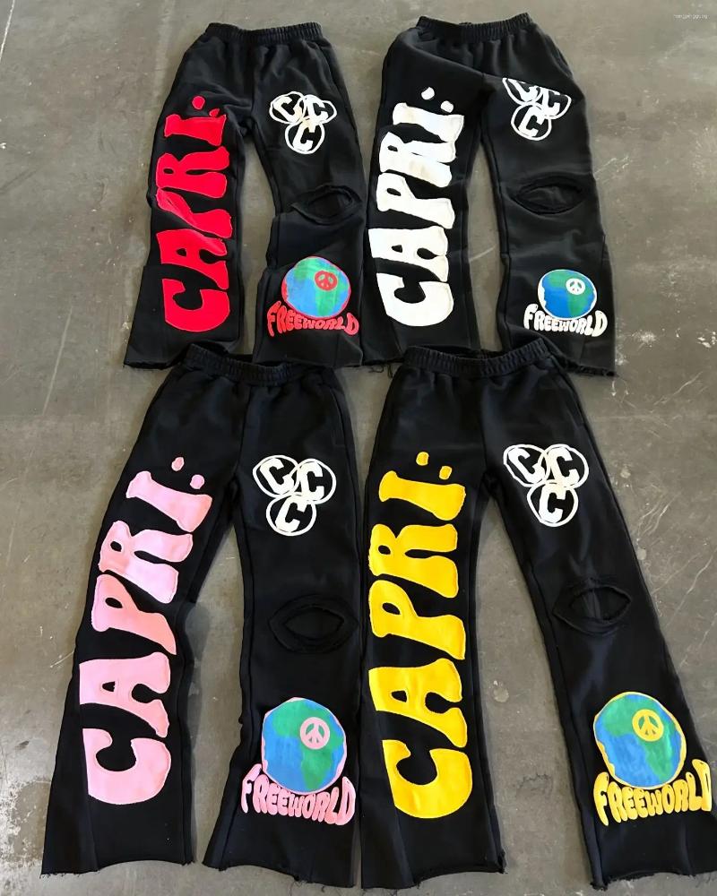 Project Capri Flared pants Sweatpants Men's Pants Retro Letter Graphic Mens Y2k Hip Hop 3D printed Baggy Elastic Waist Casual Joggers Women Streetwear sports pants