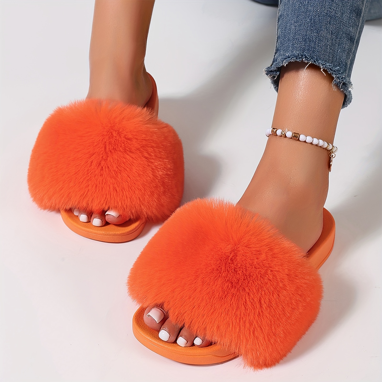 Cozy Faux Leather Womens Slippers - Soft, Breathable, Anti-Slip, Summer-Ready, Open-Toe, Flat, Slip-On Shoes with Rubber Insole and PU Sole - Stylish,