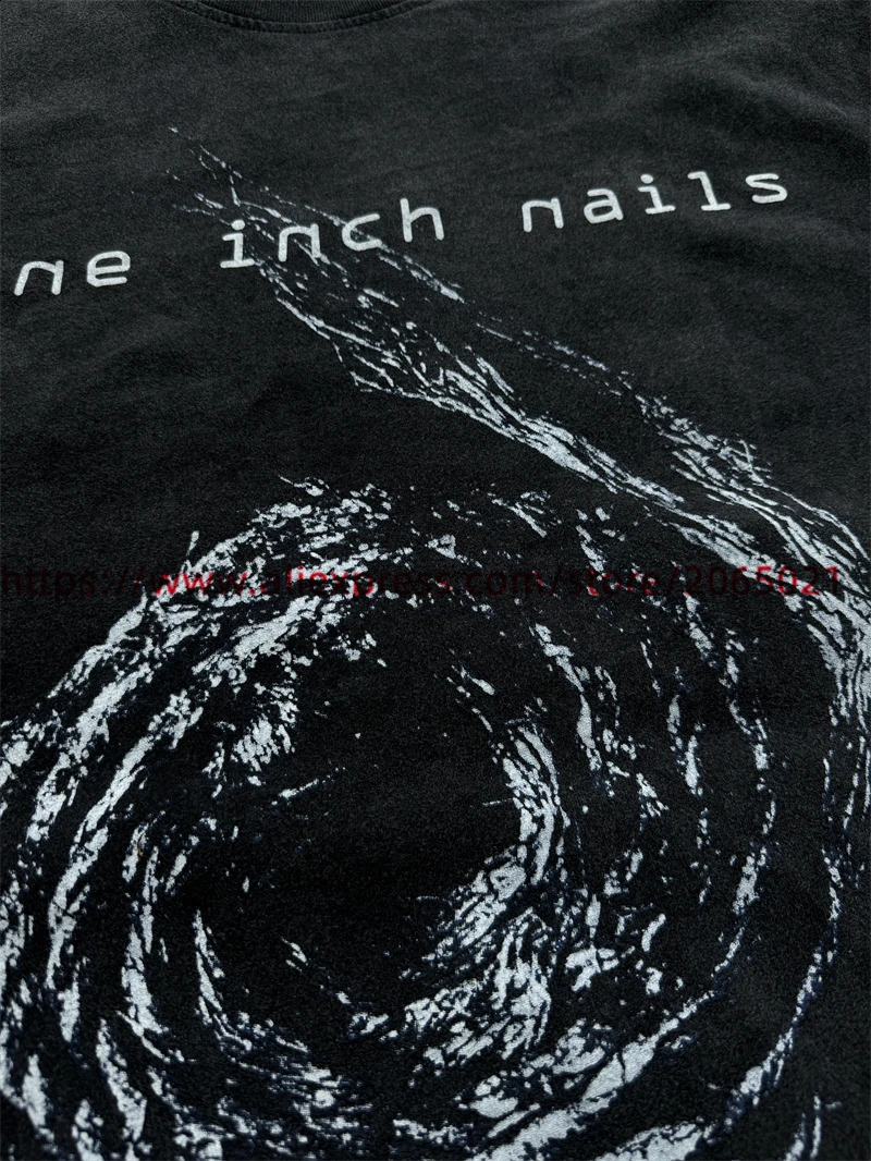 9inch nail retro long sleeved Tshirt mens top wash 240828