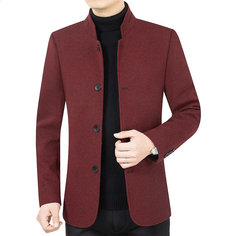 mens business casual wool jacket set Coats wool blend mens autumn slim fit jacket Coats mens clothing 240829