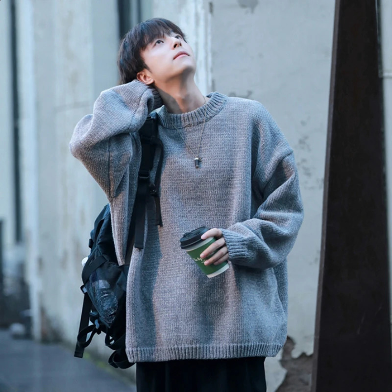 Simple Sweater Mens Solid Comfortable Loose Japanese Preparatory Style Basic Spring/Summer Elasticity Temperature Fashionable O-neck Ins 240829