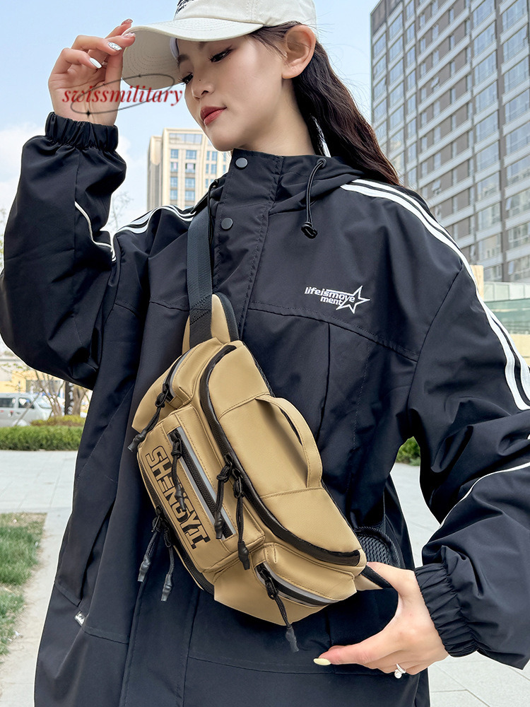 Swissmilitary Trendy waist night riding chest motorcycle equipment storage, crossbody knight bag, men's and women's sports waterproof backpa