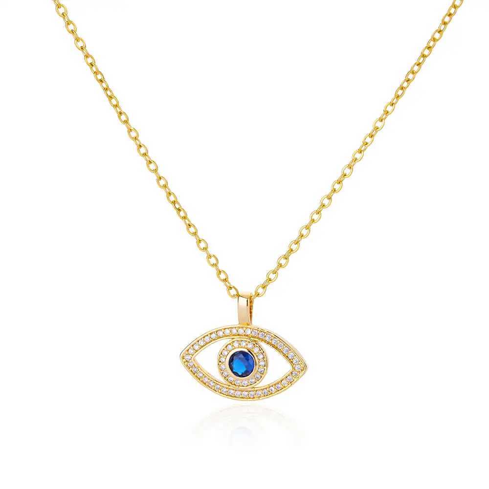 Zircon Evil Eye Pendant Necklace Female Stainless Steel Lucky Trkiye Devil Eye Necklace 2023 New Trend Aesthetic Jewelry W240828