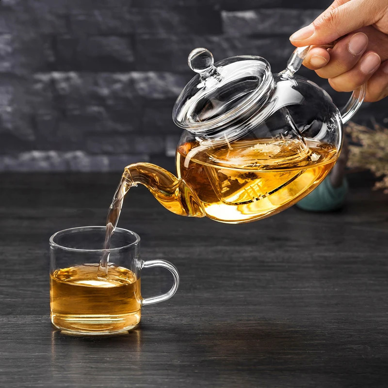 400/600/1000ml Clear Glass Teapot With Removable Infuser Tea Pot Stovetop Safe Loose Leaf And Blooming Tea Maker Heat-resistant 240828