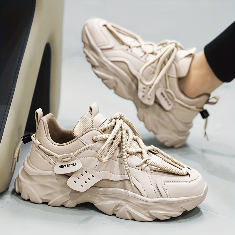 Vintage Lace Up Chunky Sneakers for Men - Comfy and Non-Slip for Outdoor Activities