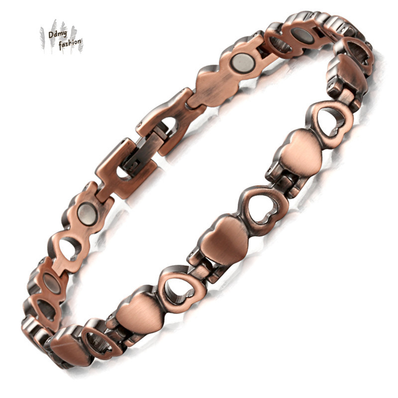 Yunjin Ancient Red Copper Magnet Creative Heart shaped Adjustable Bracelet F08.31-5.2 e3872