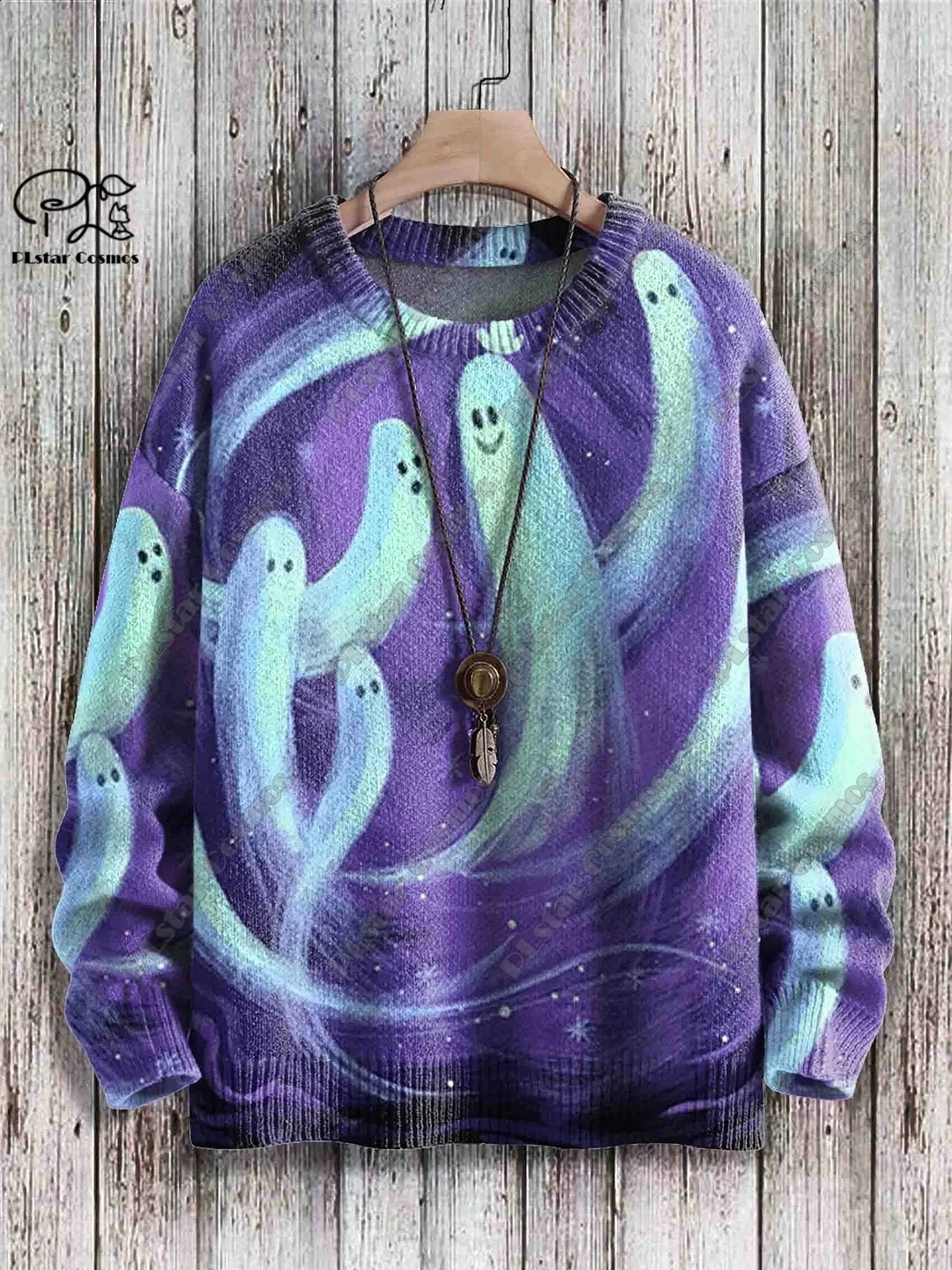 3D Printing Halloween Series Retro White Ghost Horror Skull Pattern Ugly Sweater Casual Neutral Winter Sweater YK-1 240829