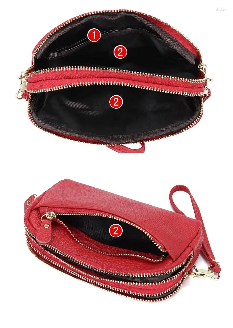 Free Shipping Wallets 2025 Ladies Clutch Purse Cowhide Wristlet Bag Genuine Leather Women Double Zip Wallet Fashion Mobile Phone designer bag Luxury B